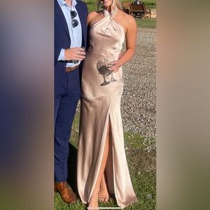 COPY - REVELRY - GOLD CHAMPAGNE - ATHENA SATIN BRIDESMAIDS DRESS